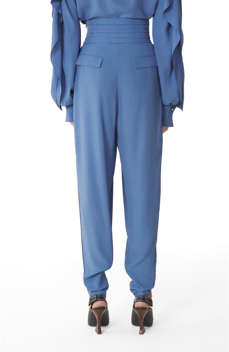 Lanvin Blue Draped Pants In Crepe De Chine, Alternate, color, Jeanne Blue