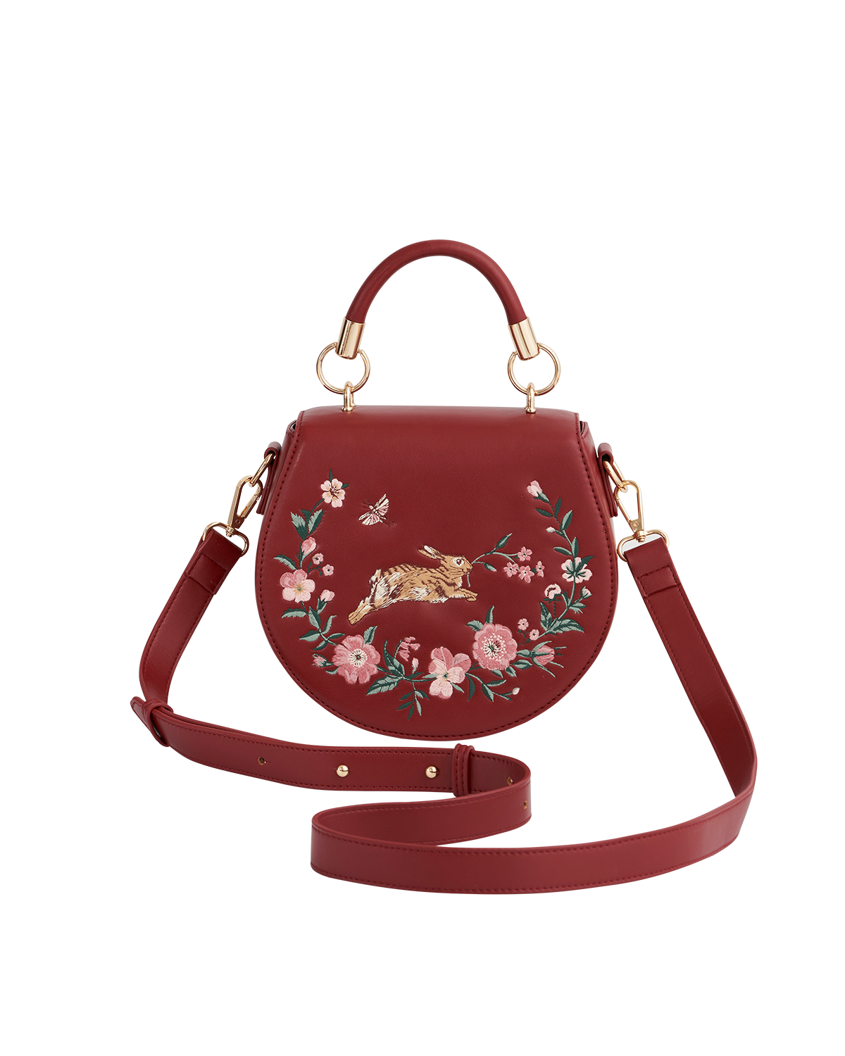 Fable England Running Bunny Saddle Bag, Alternate, color, Cherry Red