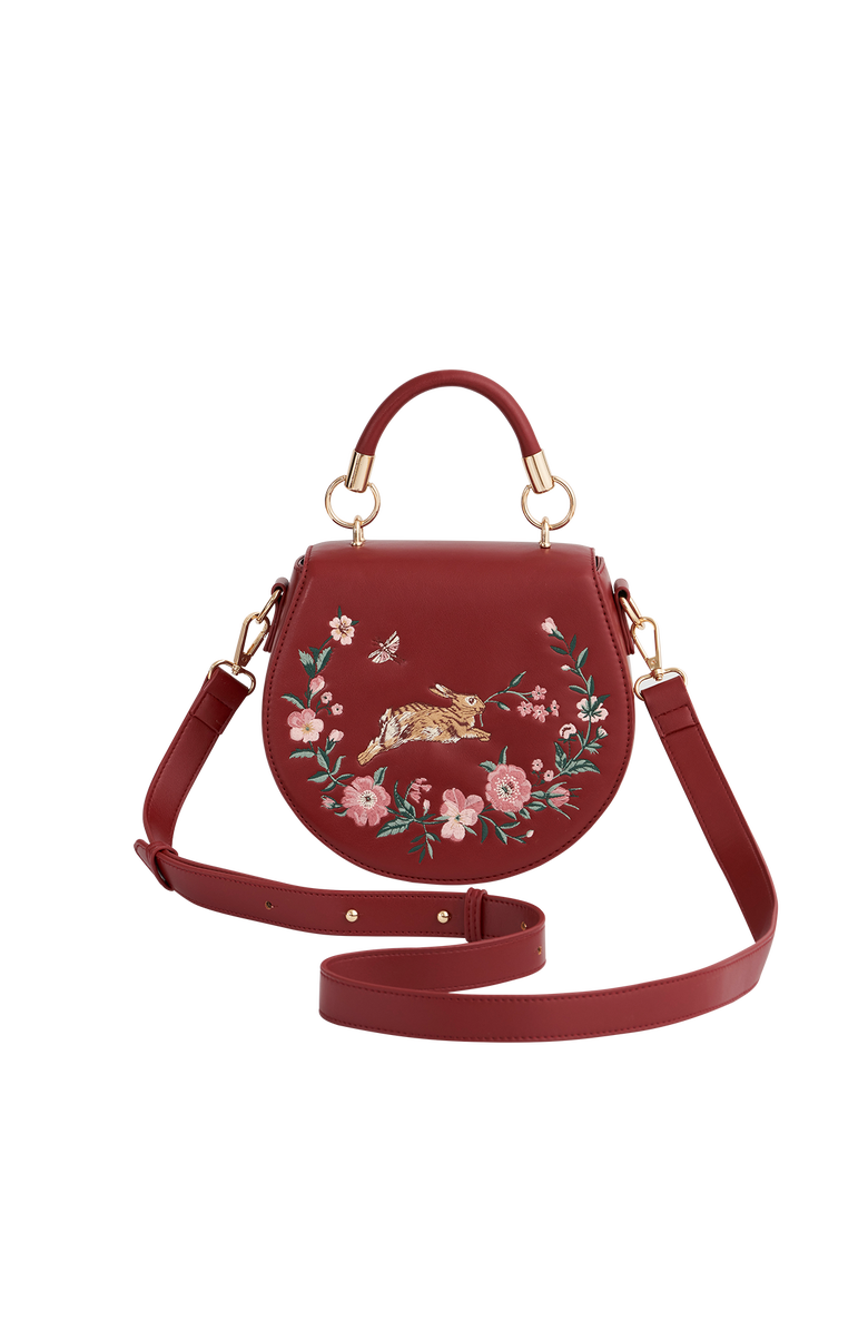 Fable England Running Bunny Saddle Bag, Alternate, color, Cherry Red