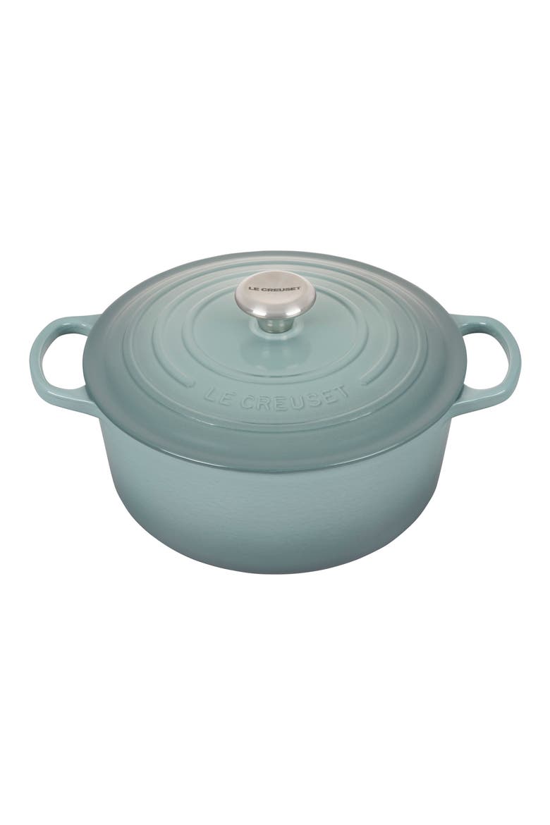 Signature 5.5-Quart Round Enamel Cast Iron French/Dutch Oven, Main, color, SEA SALT