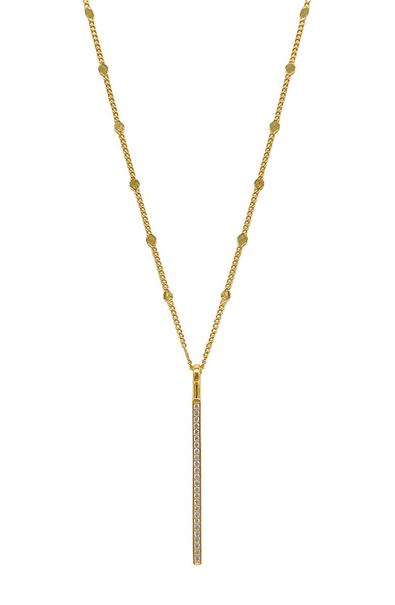 Adornia 14K Gold Plated Pavé CZ Bar Pendant Necklace, Alternate, color,