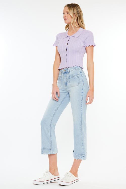 Kancan Angelina High Rise Cropped Flare Jeans In Blue