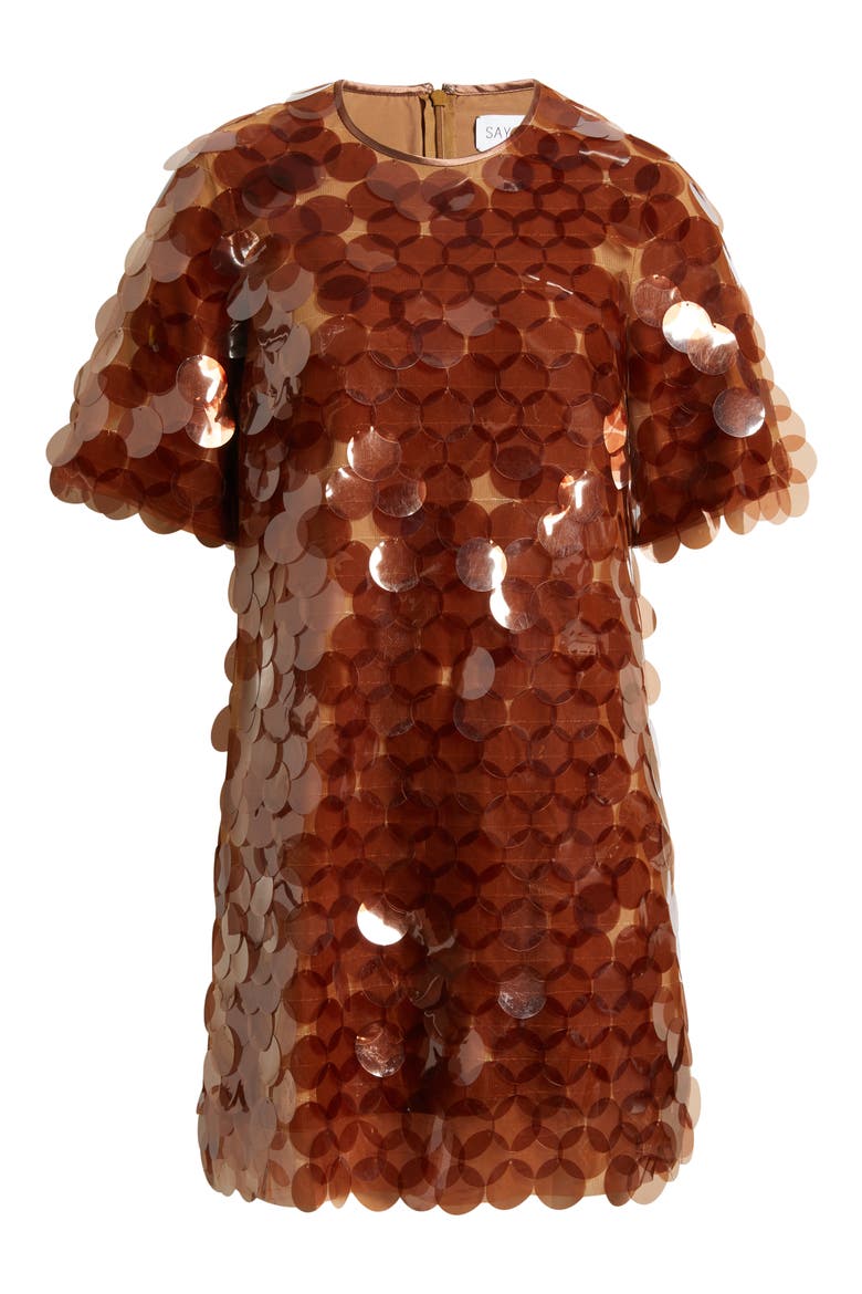 Stara Paillette Minidress, Alternate, color, CHOCOLATE