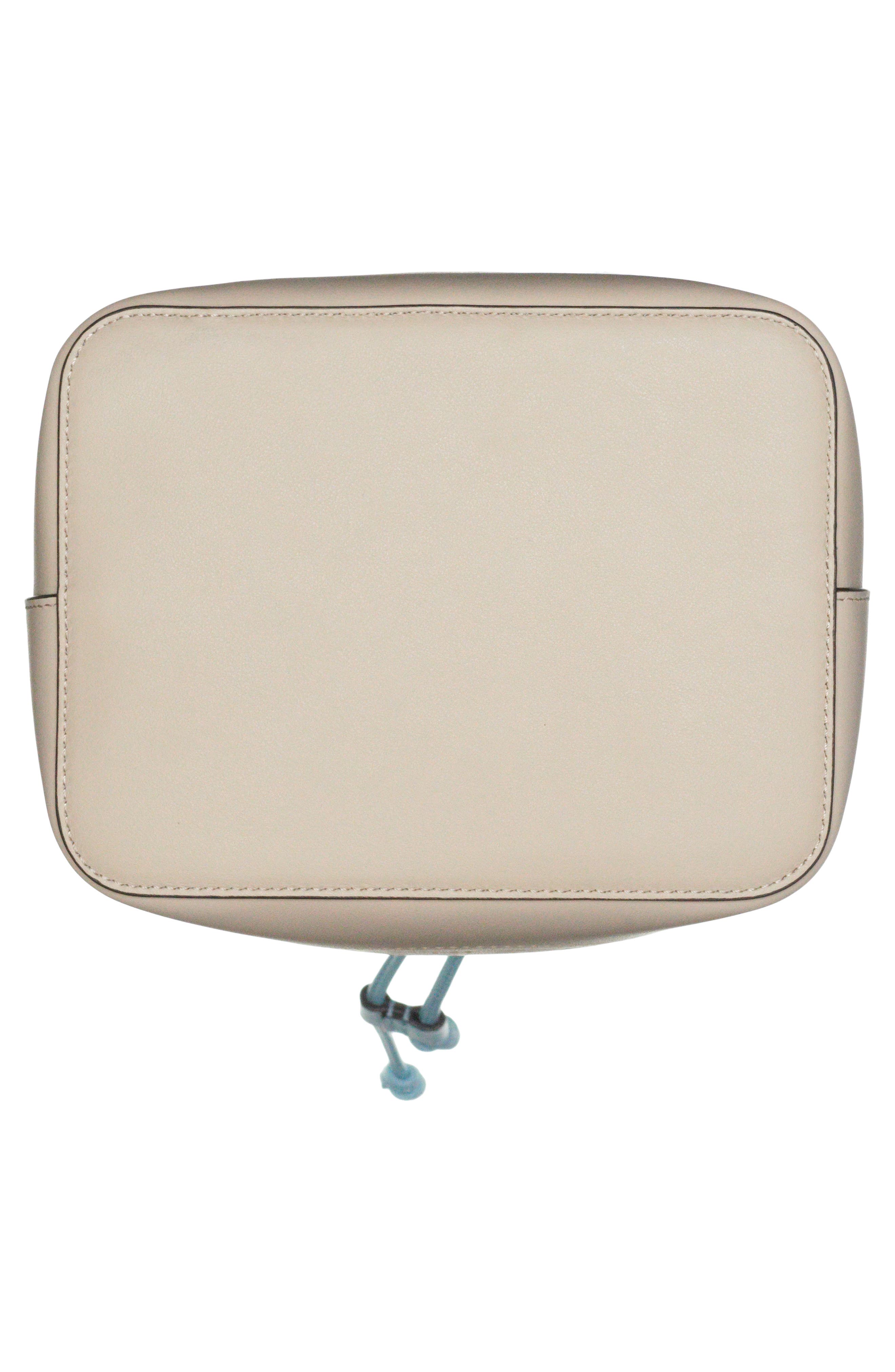 Mon Tresor Perforated Logo Leather Bucket Bag, Alternate, color, CLOUD/ SOFT GOLD