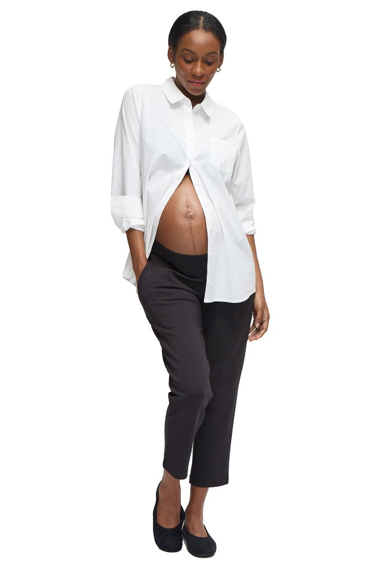Maternity Poplin Button Down, Main, color, White