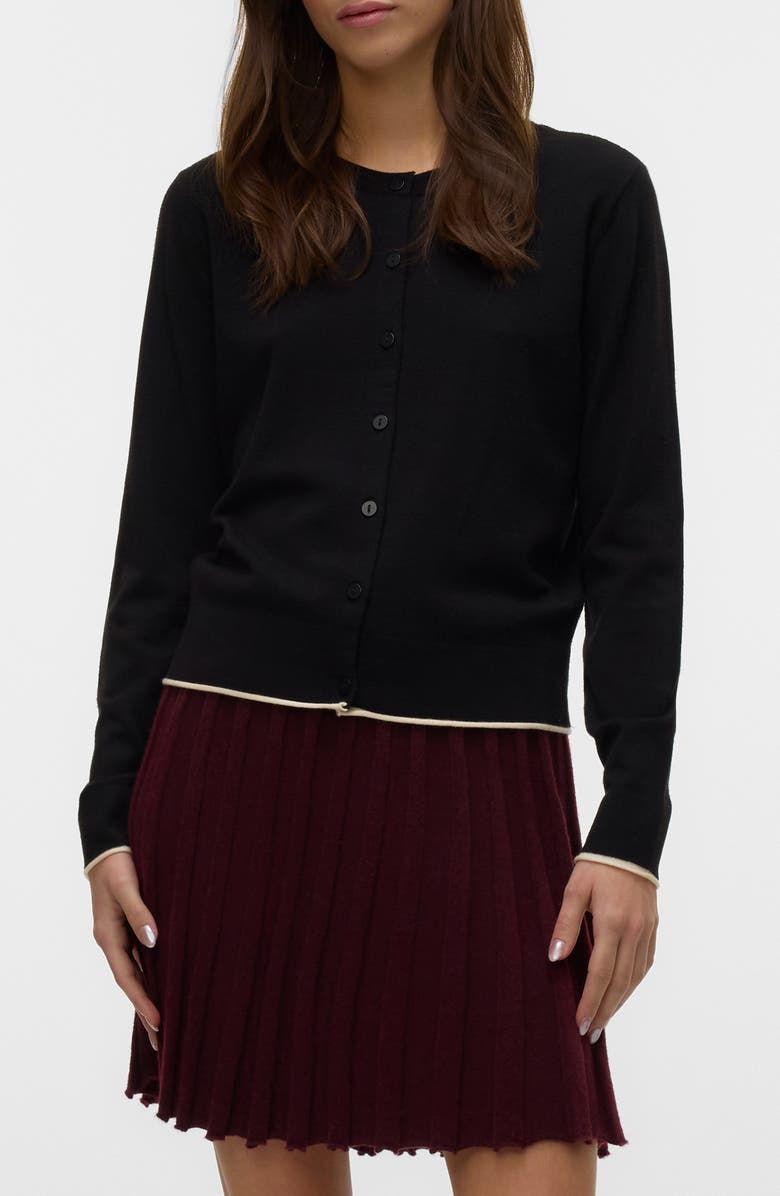 VERO MODA Breeze Cardigan, Main, color, Black Detail W Birch