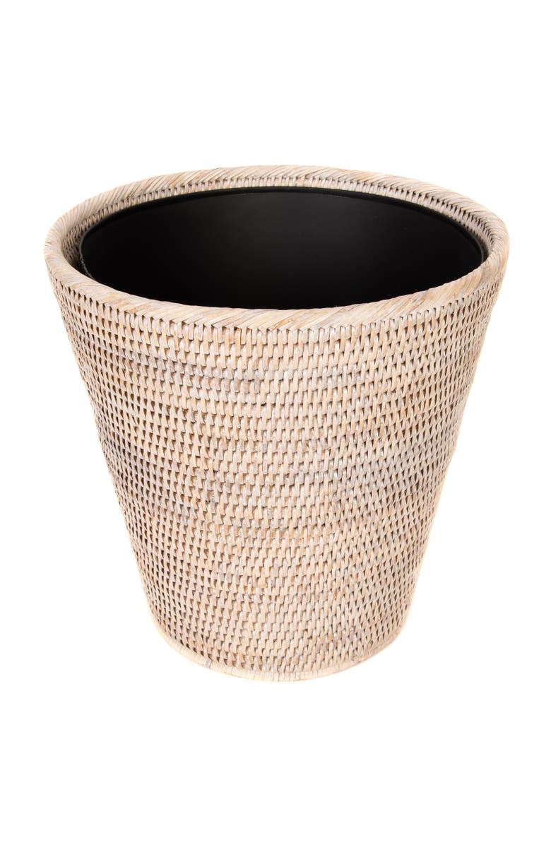 Artifacts Trading Company<sup>™</sup> Artifacts Rattan Round Tapered Waste Basket with Metal Liner, Main, color, White Wash