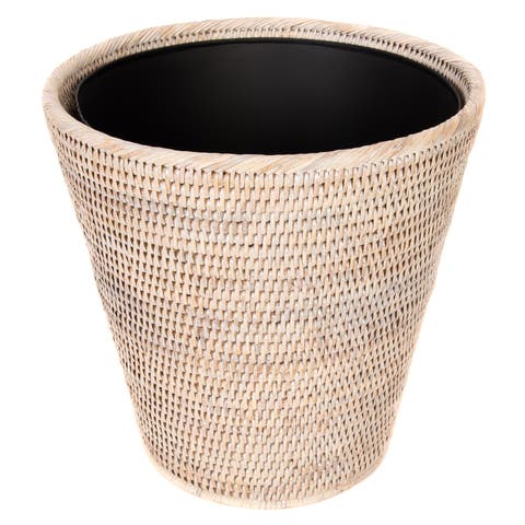 Artifacts Rattan Round Tapered Waste Basket with Metal Liner