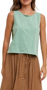 WISHLIST Sleeveless Cotton Button-Up Top