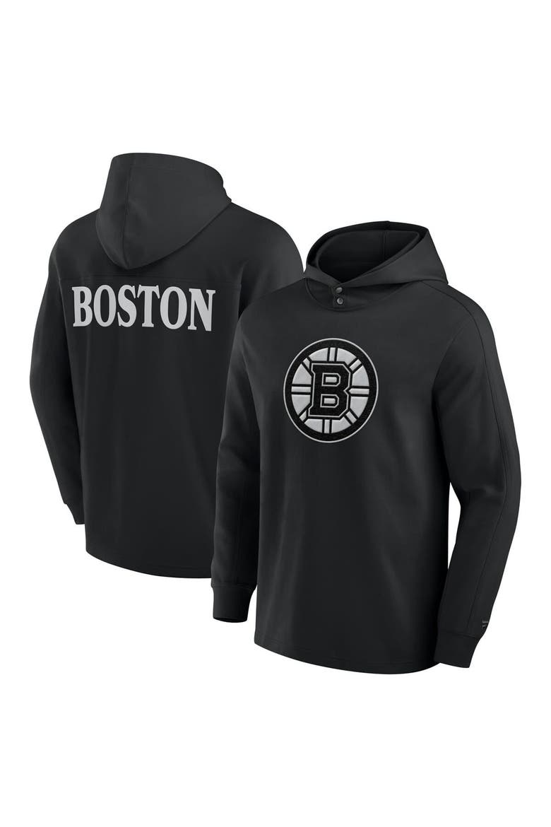 Men's Fanatics Black Boston Bruins Elements Blaze Tri-Blend Long Sleeve Hoodie T-Shirt, Alternate, color, Black