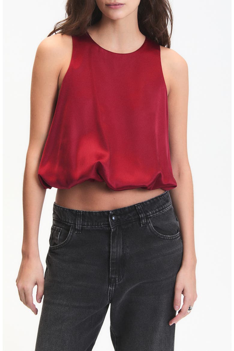 Leonard Crop Sleeveless Satin Top, Main, color, ROUGE