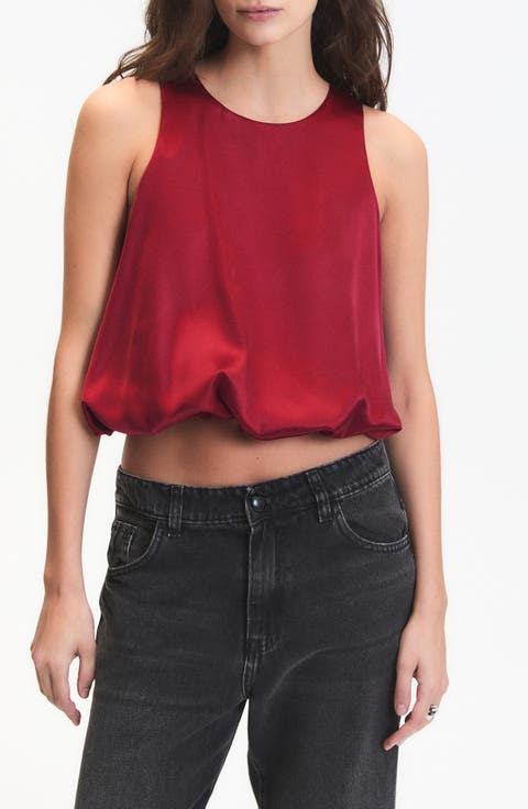 Leonard Crop Sleeveless Satin Top
