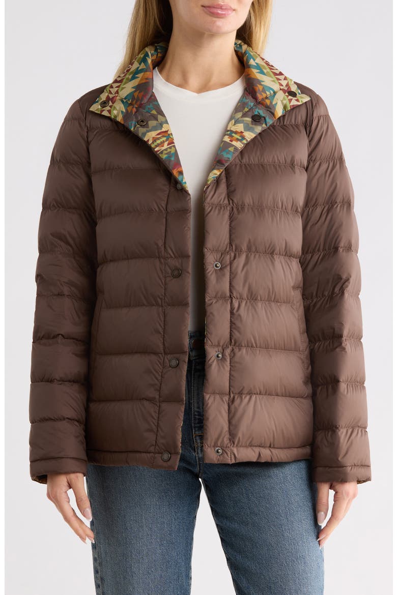Reversible Down Puffer Jacket, Alternate, color, BROWN/ SOLSTICE CANYON