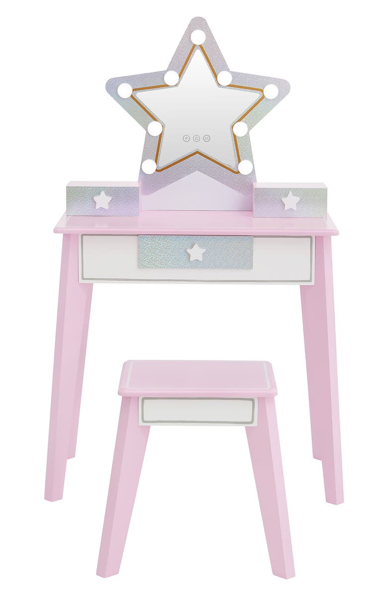 Teamson Kids Fantasy Fields Little Princess Star Vanity Playset with LED Mirror, Main, color, Pink