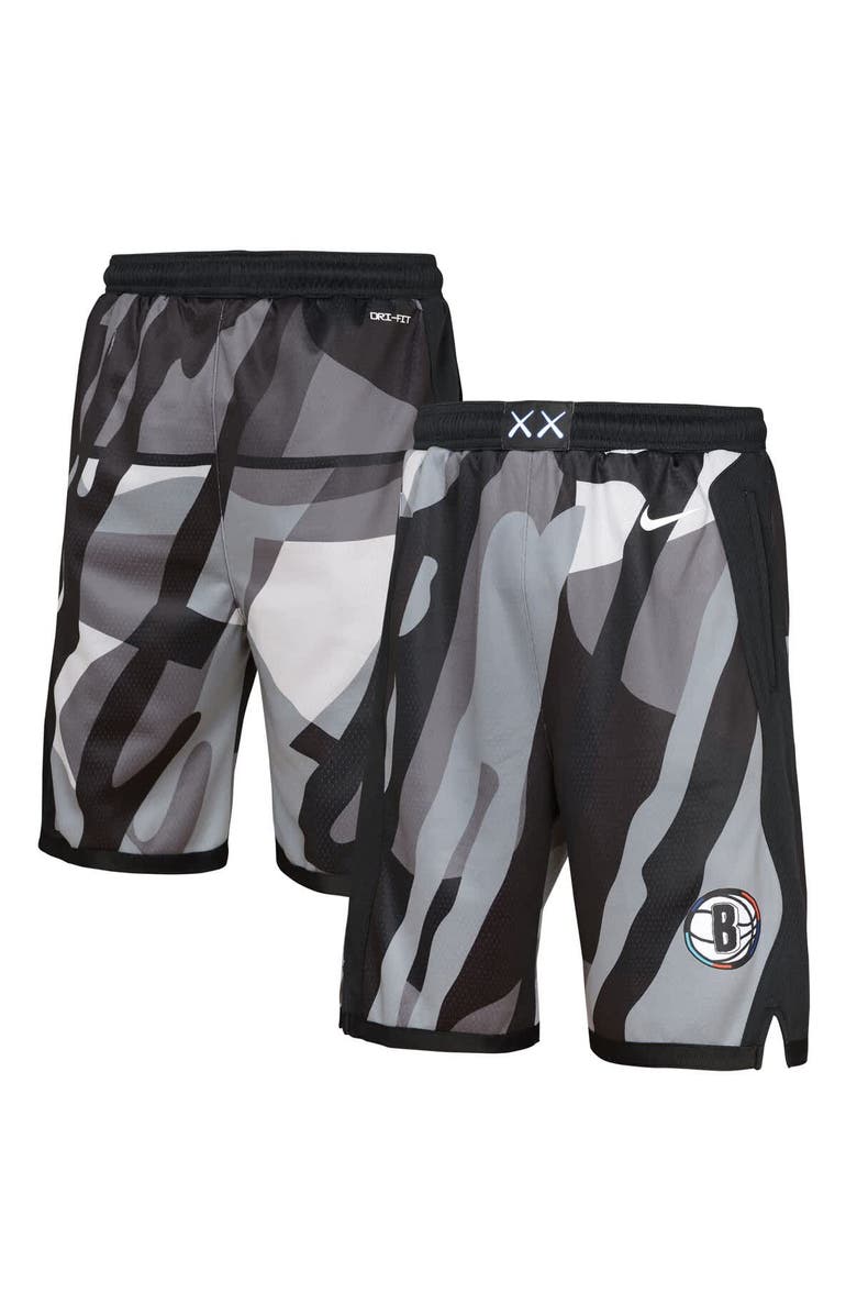 Nike Youth Nike  Black Brooklyn Nets 2024/25 City Edition Swingman Performance Shorts, Alternate, color, 