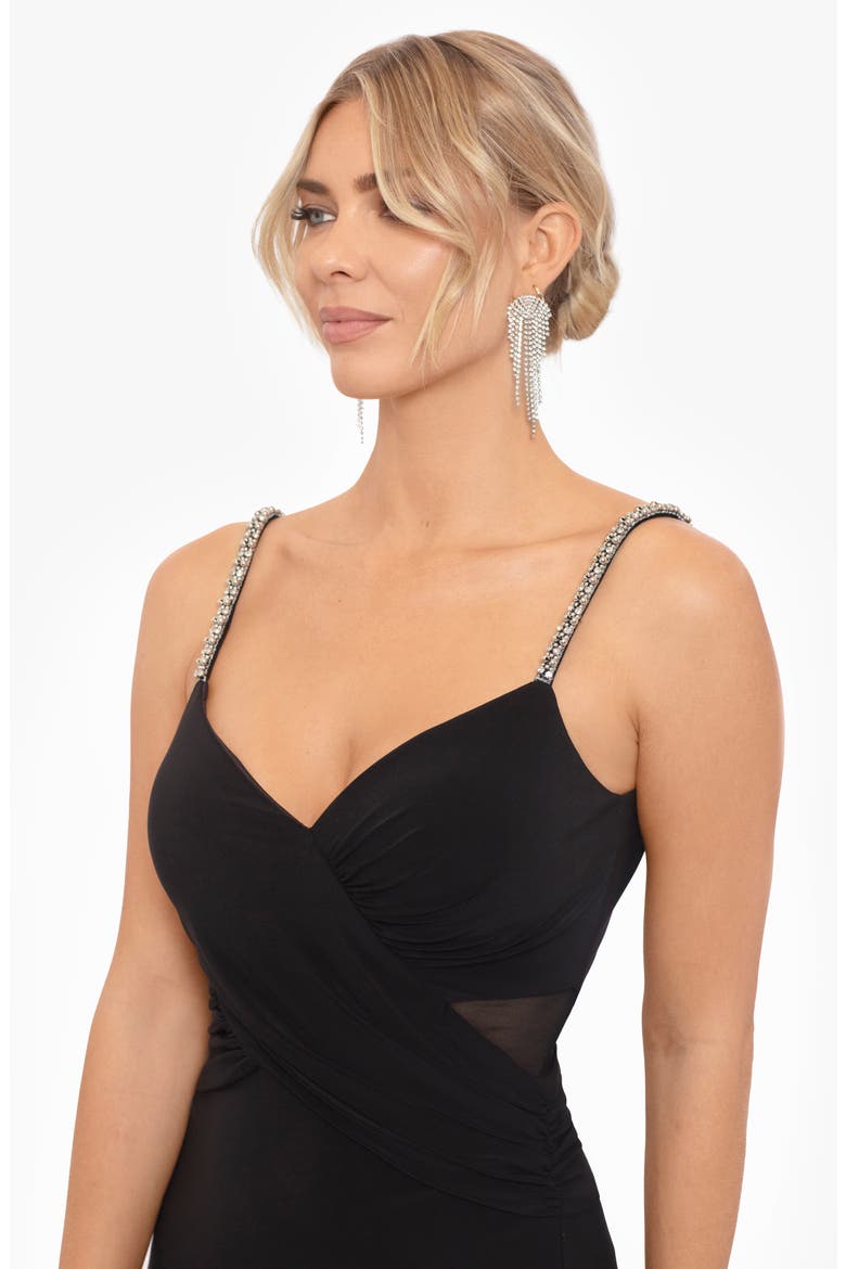 Mesh Inset Gown, Alternate, color, BLACK