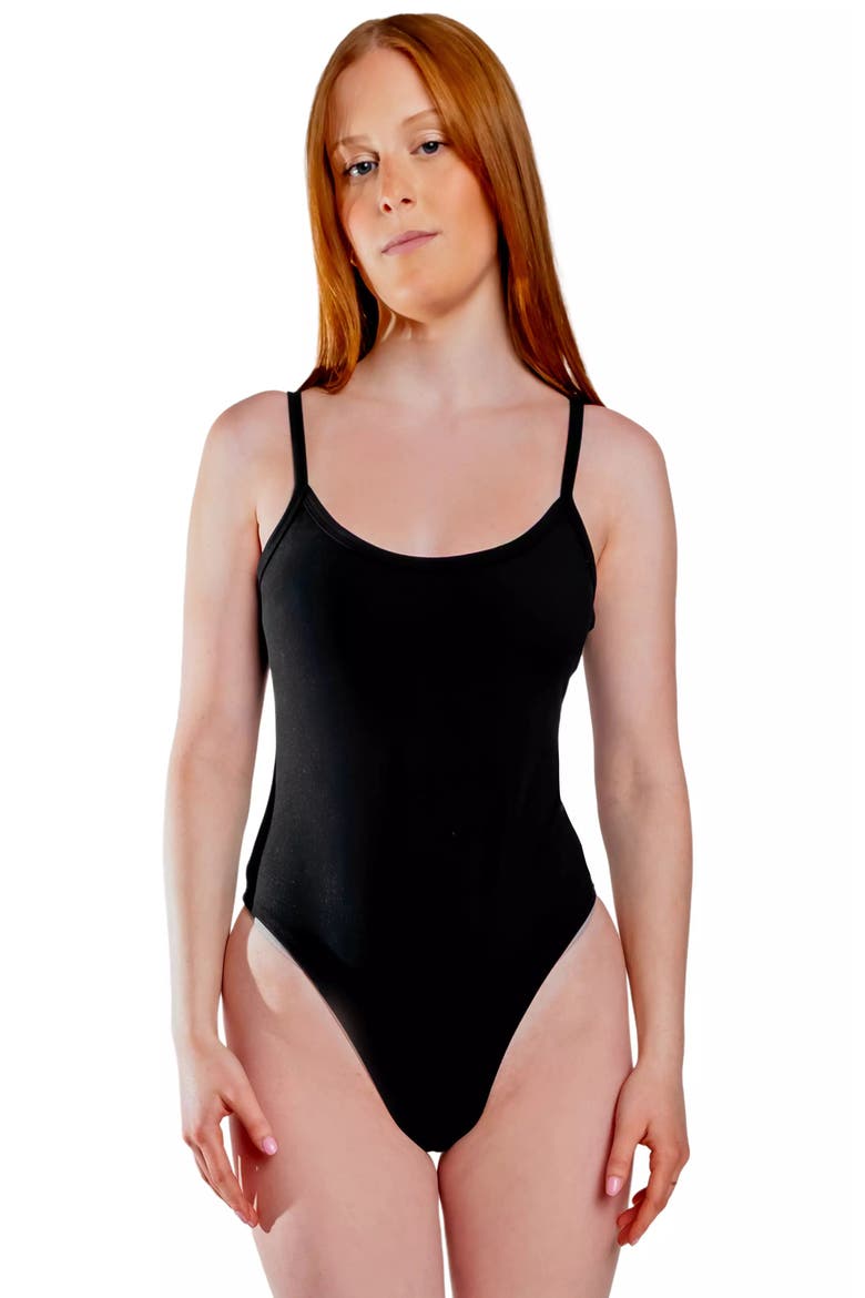 Leakproof Cami Thong Bodysuit Liner, Main, color, Onyx
