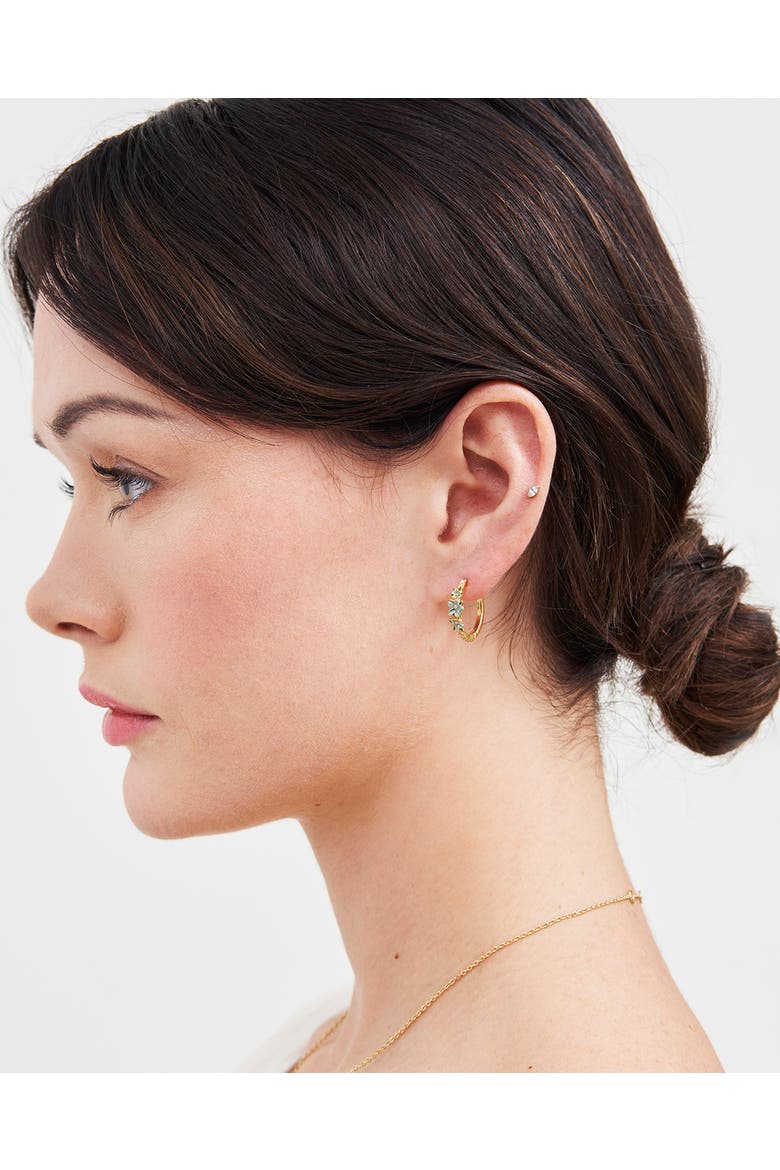 Floral Wreath Hoop Earrings, Alternate, color, Gold