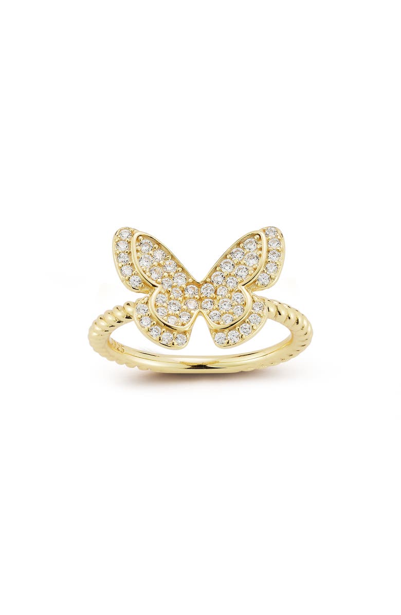 GLAZE JEWELRY Pavé Butterfly Ring, Main, color, Gold