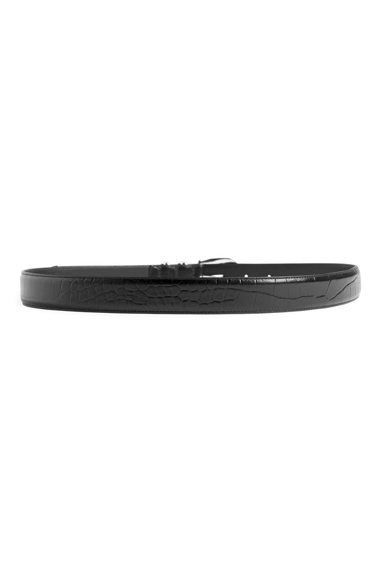 The Jordan Croc Embossed Leather Belt, Alternate, color, BLACK/NICKEL
