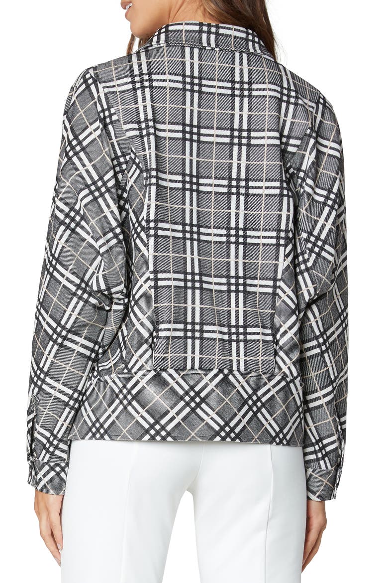 Cocoon Plaid Crop Jacket, Alternate, color, BLACK/ CREAM/ KHAKI