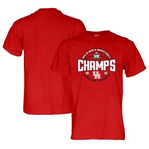 Men's Blue 84 Red Houston Cougars 2025 Big 12 Men's Basketball Conference Tournament Champions Locker Room T-Shirt