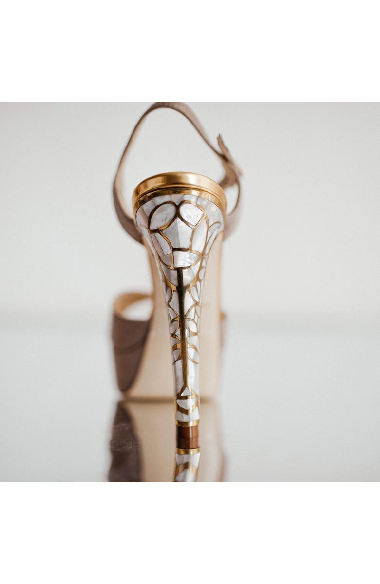 Freya Rose Rose in Bloom Ankle Strap Pearl Heel Sandal, Alternate, color, Taupe