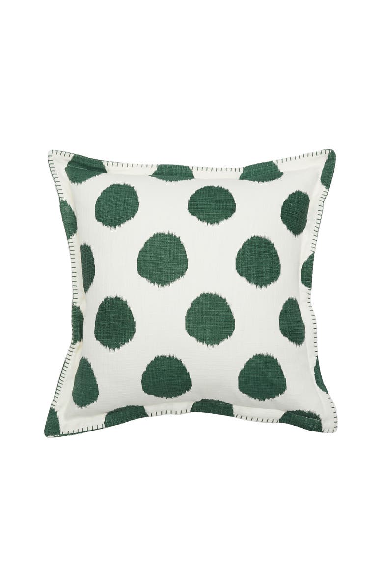 Jungle Forest Green Dot 100% Cotton Printed Accent Throw Pillow 20" x 20", Main, color, Green