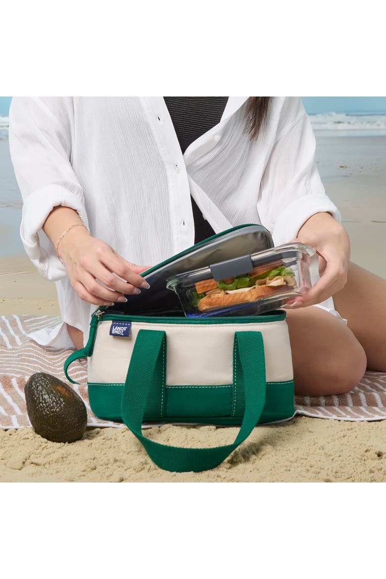 Rectangular Small Cooler Bag Insulated 1.5 Gal, Canvas Soft Cooler with Tote Handles and Zip Closure, Alternate, color, Kelly Green
