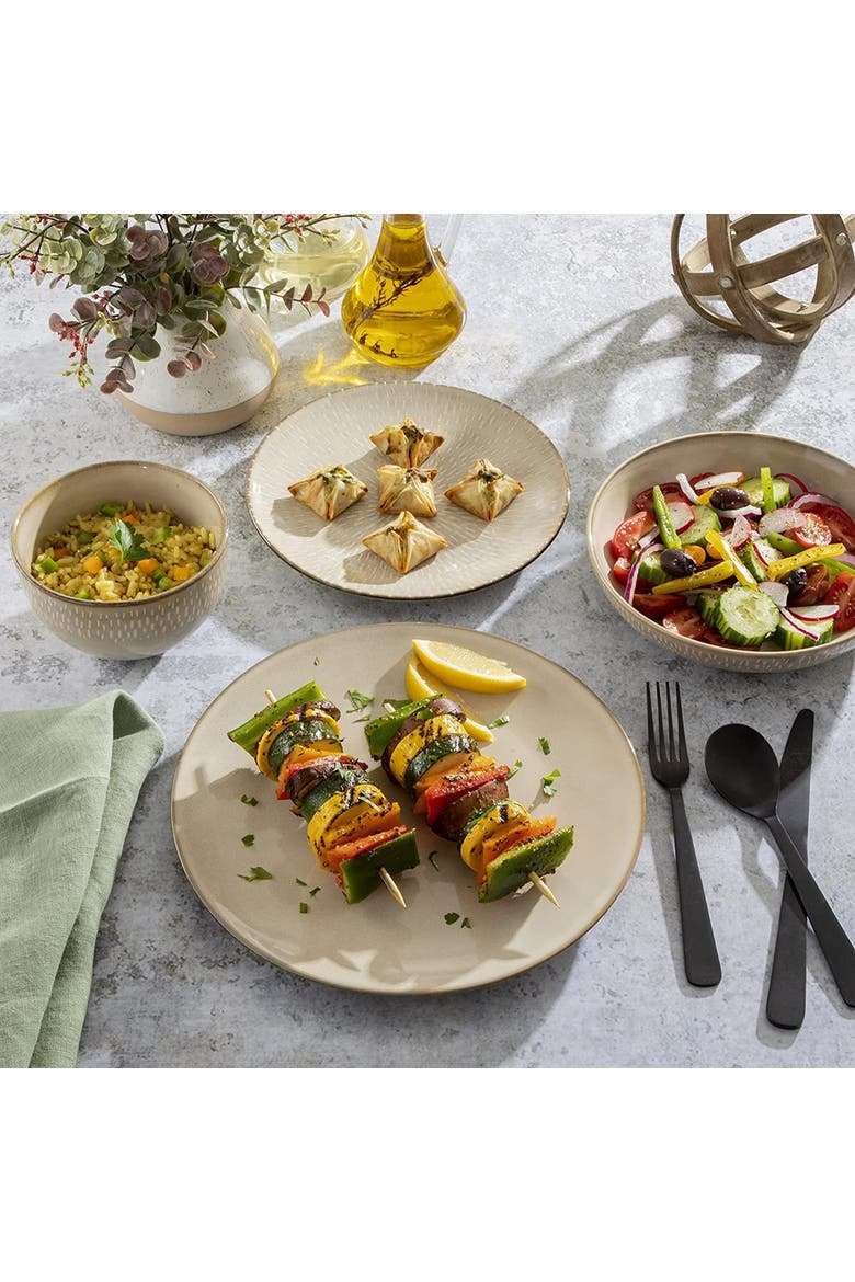 Matisse 16 Piece Stoneware Dinnerware Set  with Reactive Glaze, Alternate, color, White