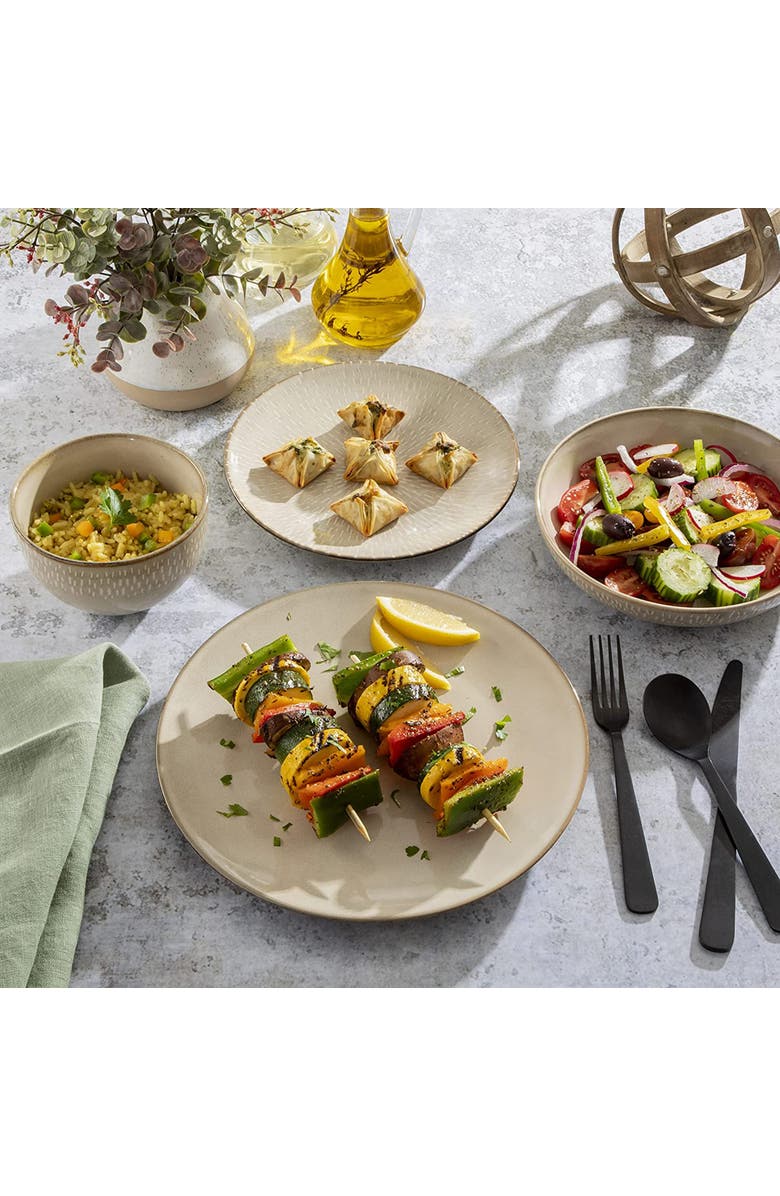 Gibson Elite Matisse 16 Piece Stoneware Dinnerware Set with Reactive Glaze, Alternate, color, White