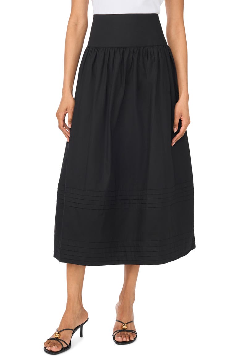 A-Line Cotton Midi Skirt, Main, color, RICH BLACK
