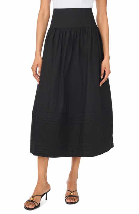 A-Line Cotton Midi Skirt