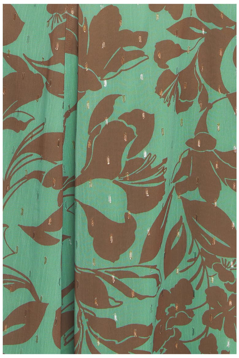 Metallic Print Chiffon Maxi Dress, Alternate, color, SAGE BROWN