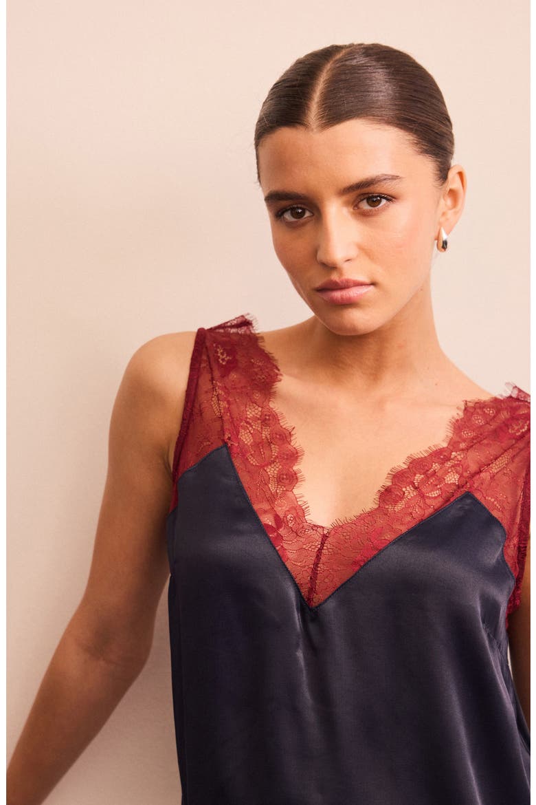 Lace Trim Camisole, Alternate, color, BLUE
