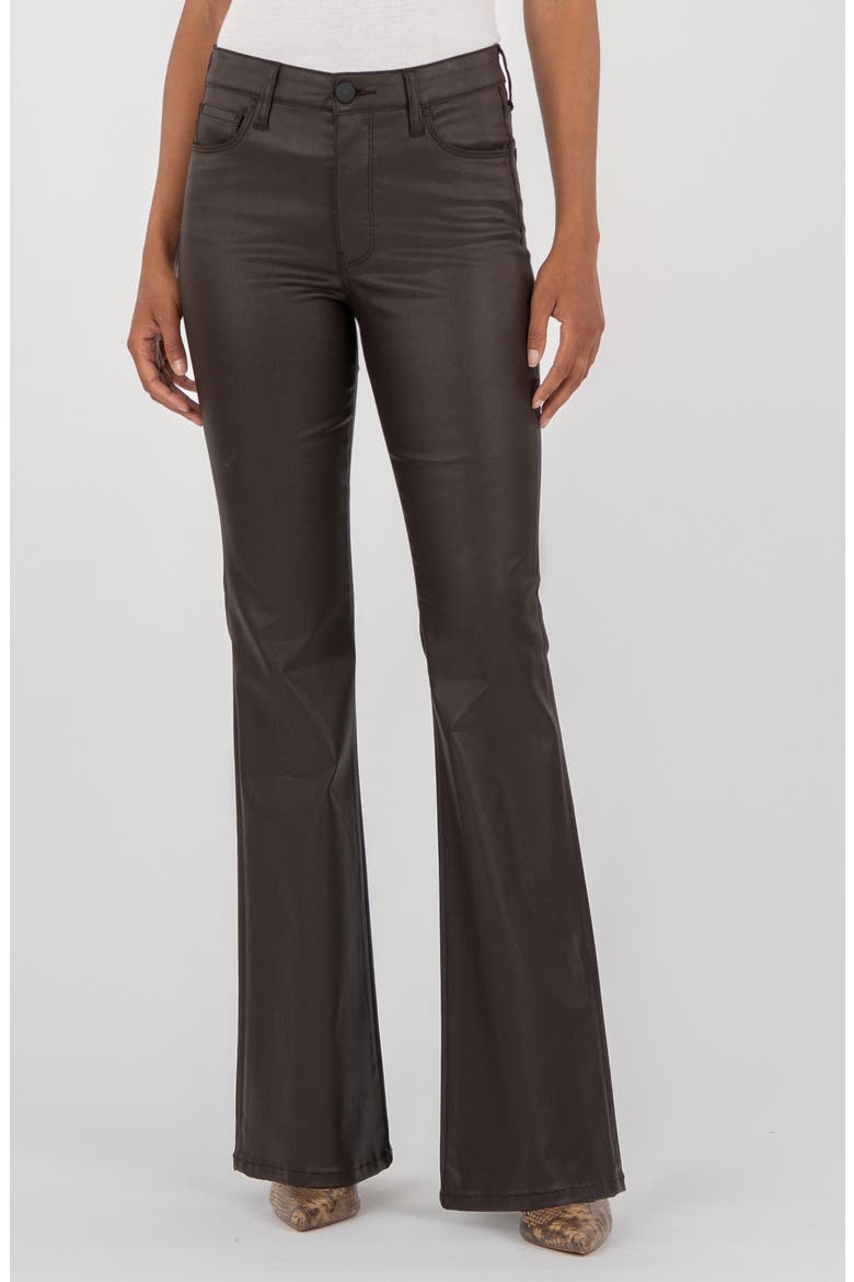 Ana Fab Ab Coated High Waist Flare Jeans, Main, color, CHOCOLATE
