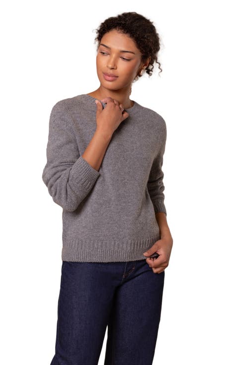 Boxy Saddle Shoulder Crew Neck Sweater