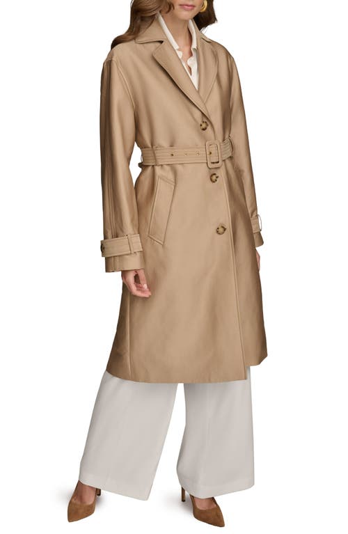 Donna Karan New York Water Resistant Single Breasted Trench Coat in Khaki 