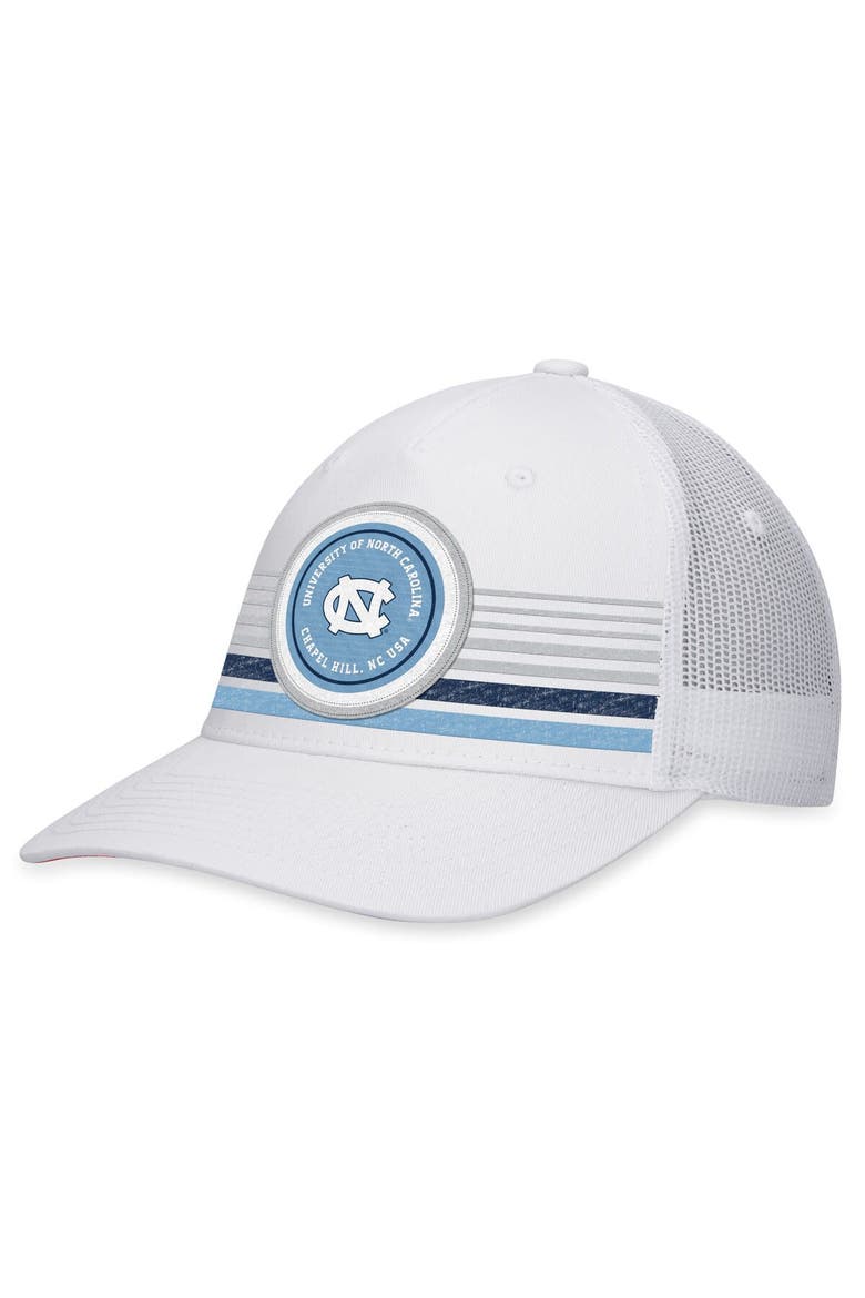 Men's Top of the World White North Carolina Tar Heels Top Trace Trucker Snapback Hat, Main, color, White