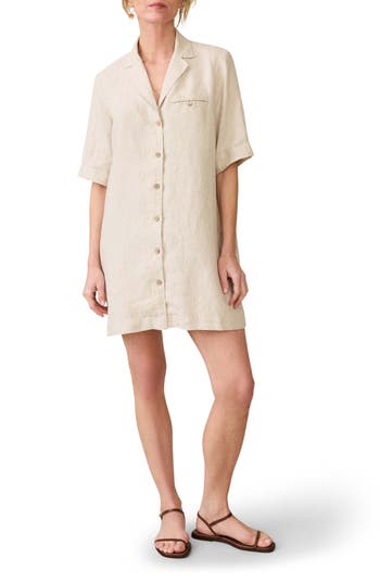 Faherty Paradise Point Linen Shirtdress In Brown