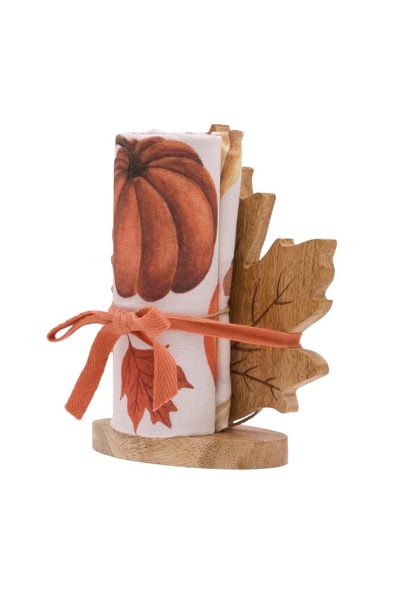 Bountiful Pumpkins Harvest Fall Towel & Stand Gift Set, Main, color, Orange