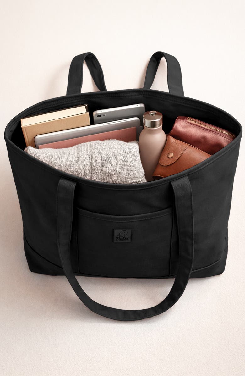 Dalix Ghost 20" Go-To Canvas Tote Bag, Alternate, color, Black