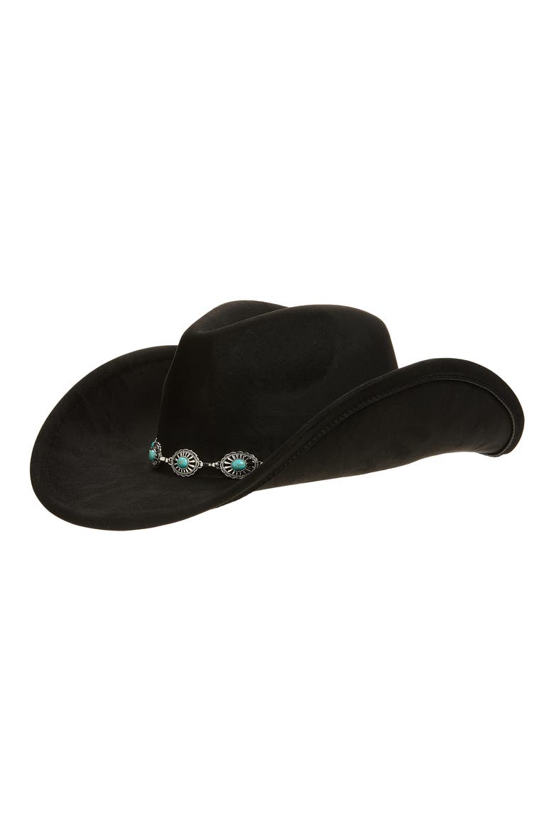 Felted Cowboy Hat, Main, color, BLACK - SILVER