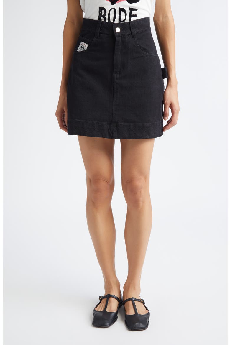 Knolly Brook Cotton Twill Miniskirt, Main, color, BLACK