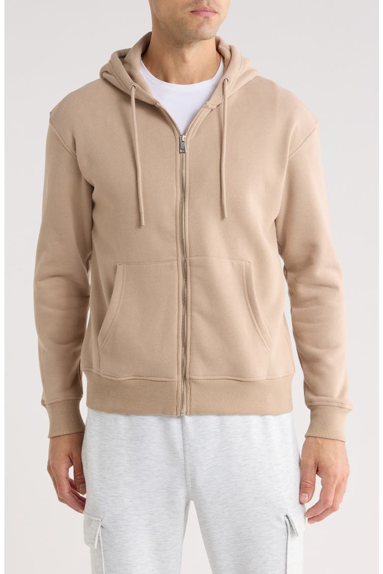 Full Zip Fleece Hoodie, Main, color, WARM SAND