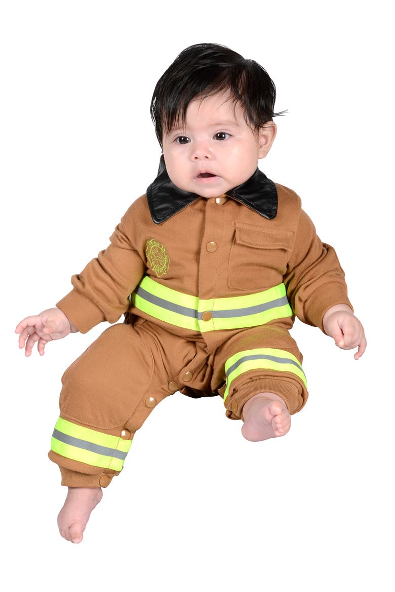 Firefighter Romper, Main, color, Brown