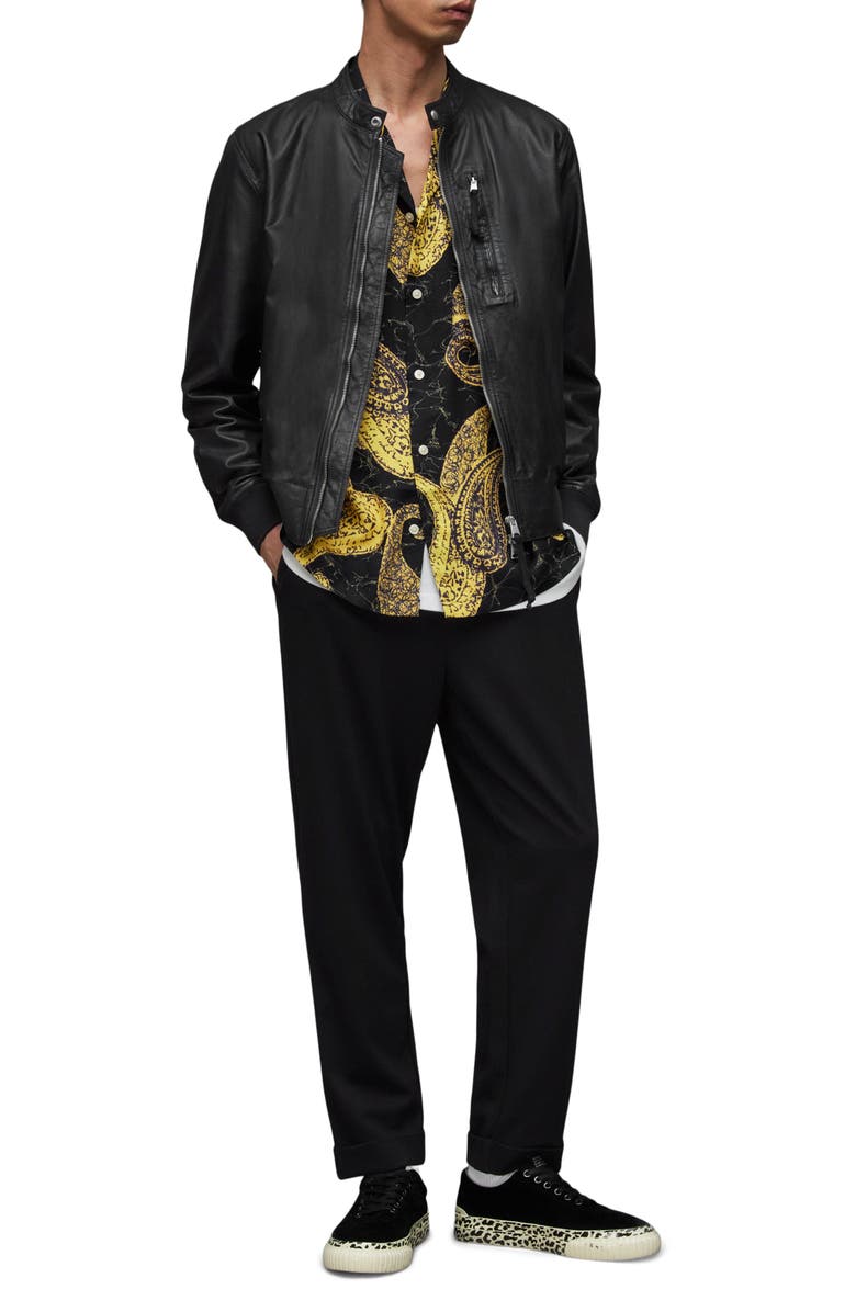 AllSaints Sova Leather Racer Jacket, Alternate, color, Anthracite Grey