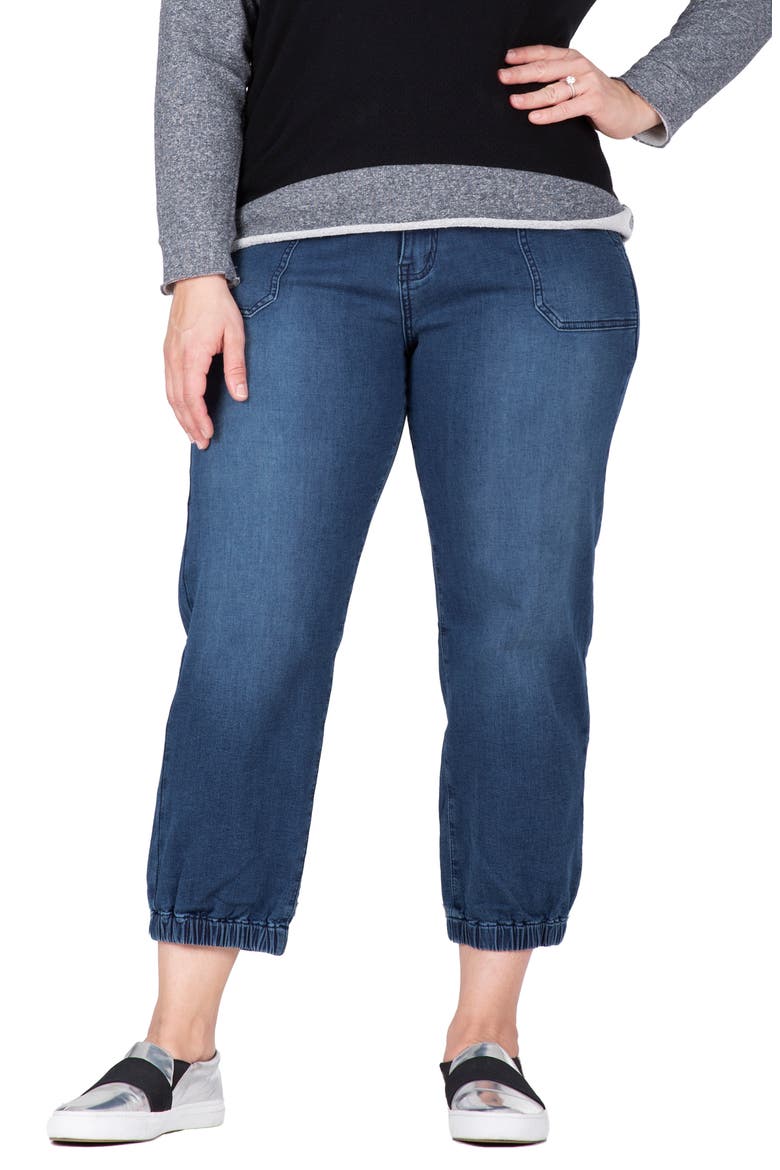 Crop Denim Joggers, Main, color, DARK WHISKER