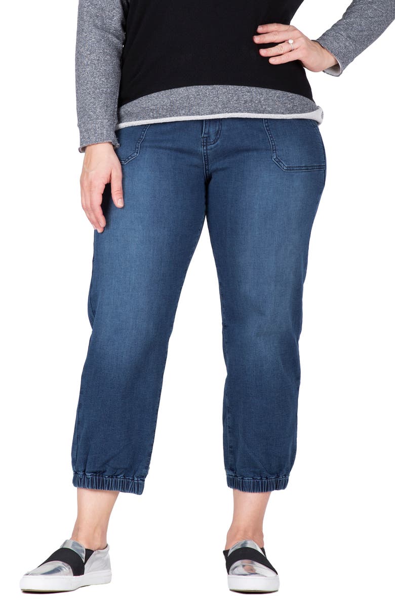 Standards & Practices Crop Denim Joggers, Main, color, Dark Whisker