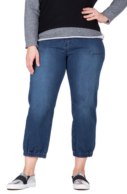 Crop Denim Joggers (Plus)